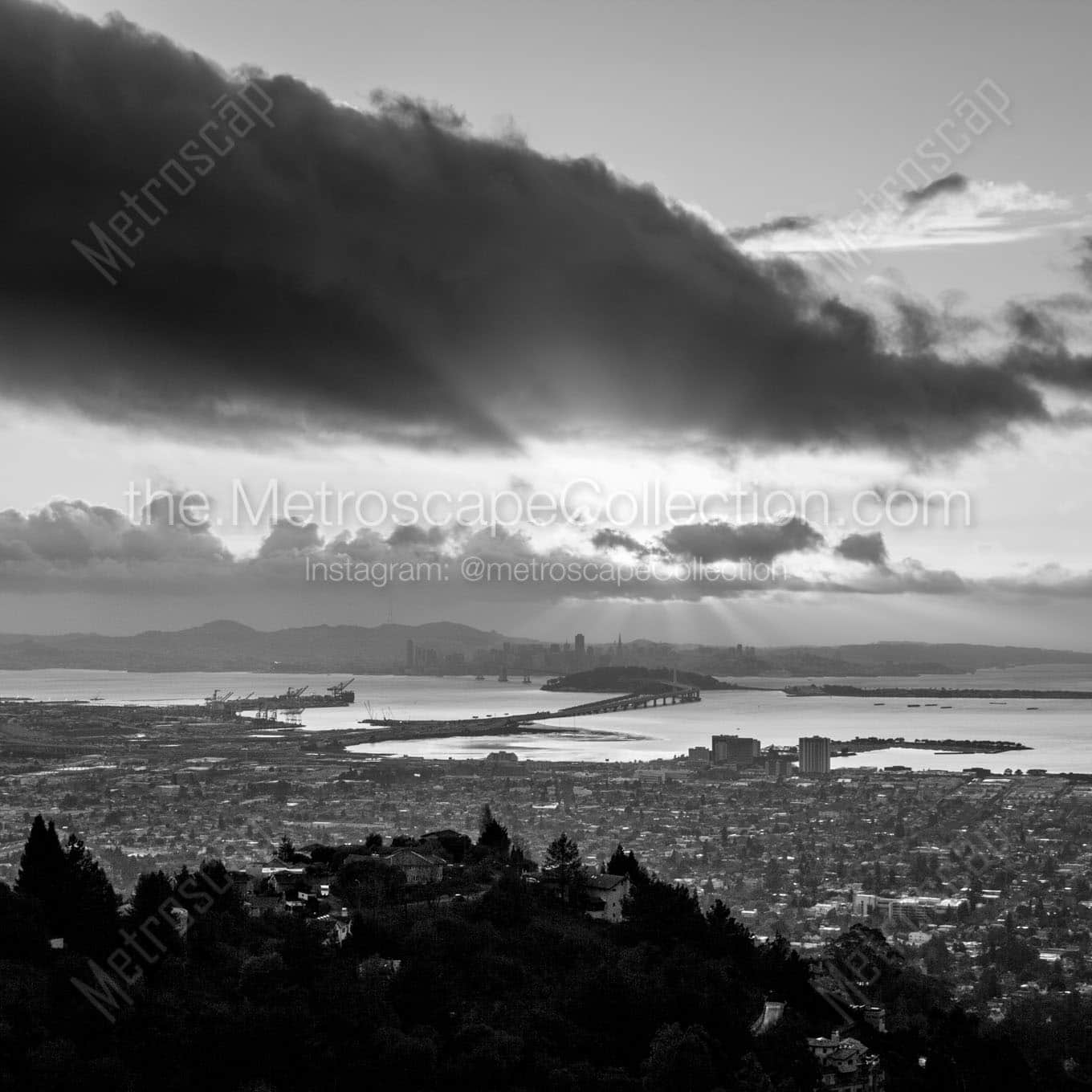 san francisco oakland grizzly peak Black & White Wall Art