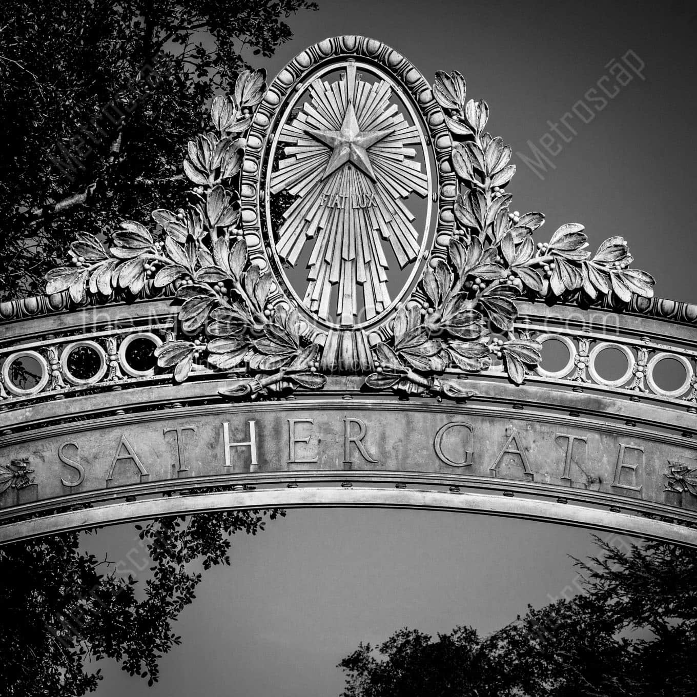 sather gate uc berkeley campus oakland Black & White Wall Art