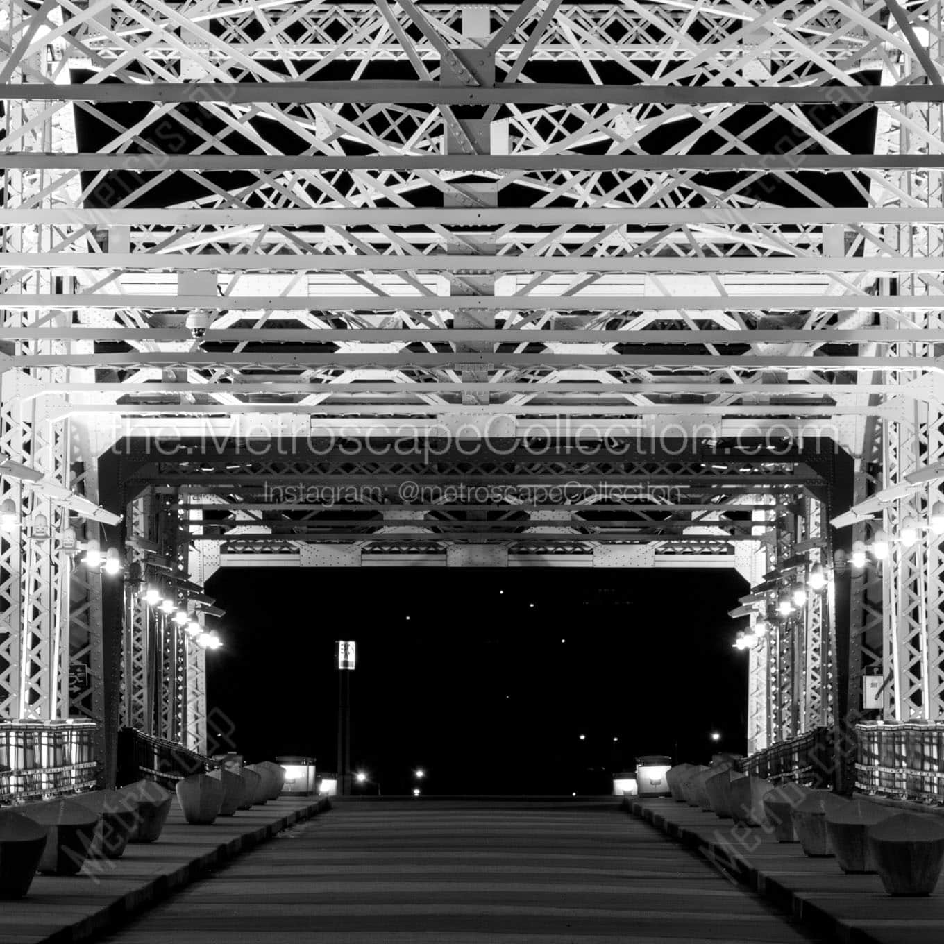 seigenthaler pedeatrian bridge at night Black & White Wall Art