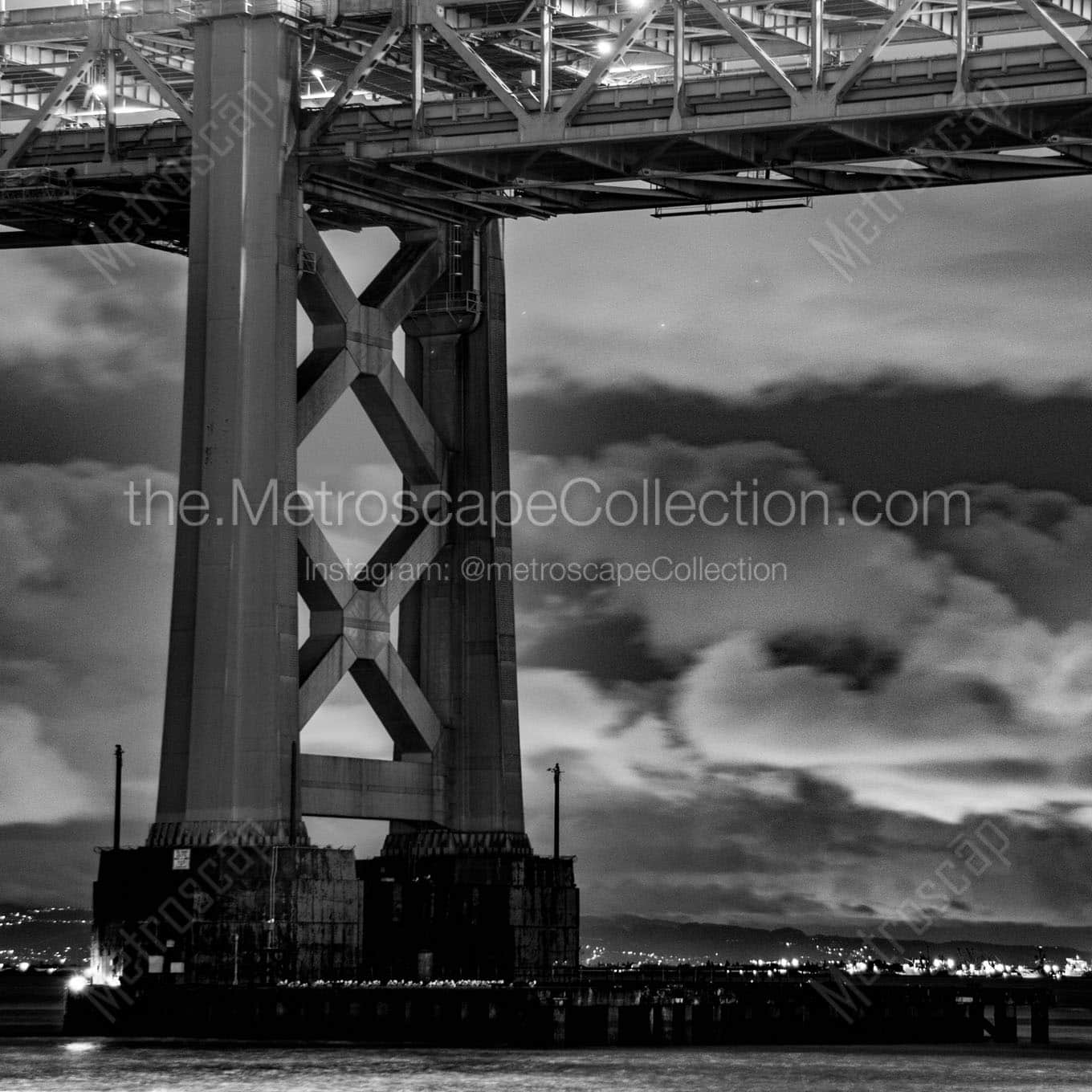 sf bay bridge support base Black & White Wall Art