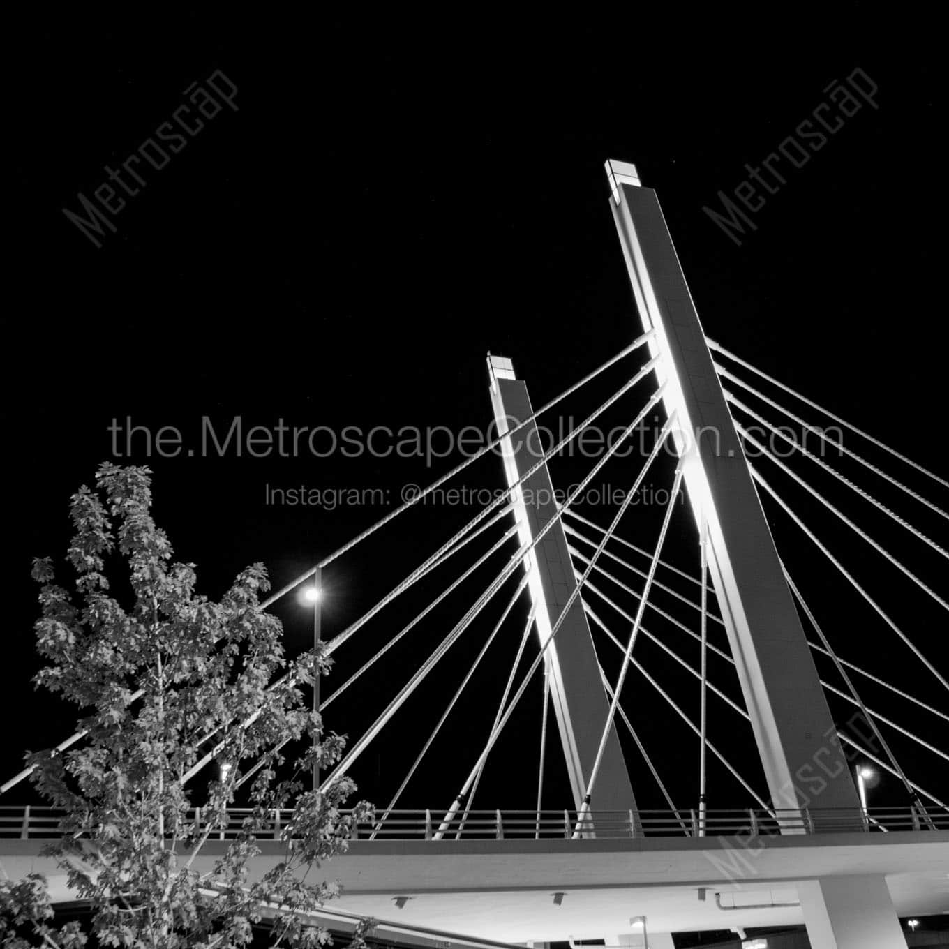sixth avenue bridge at night Black & White Wall Art