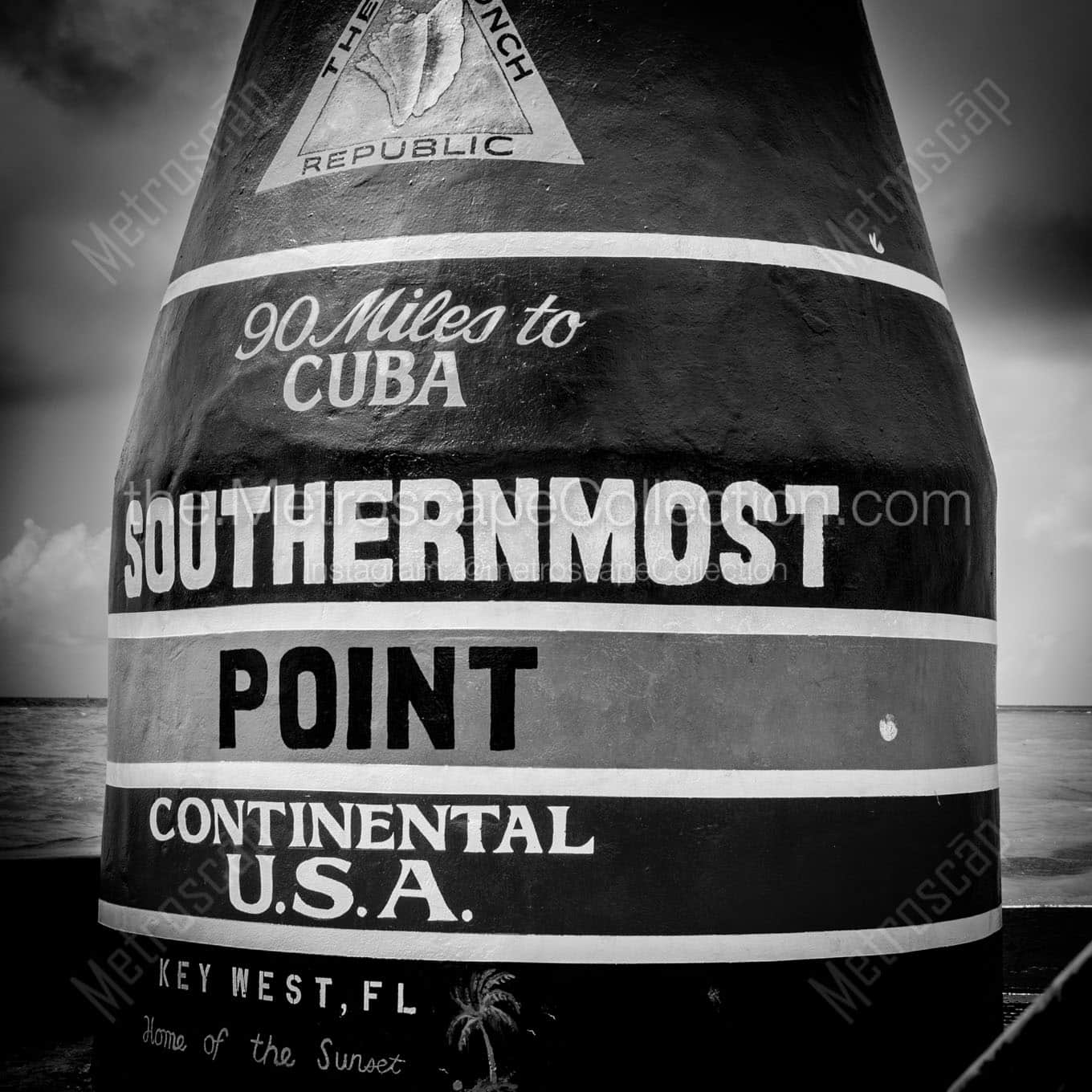 southernmost point marker in key west Black & White Wall Art