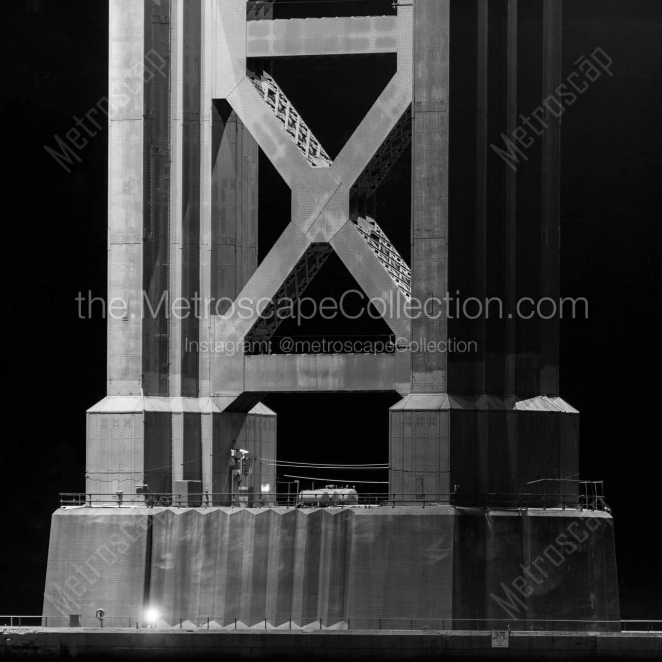support base golden gate bridge spire Black & White Wall Art