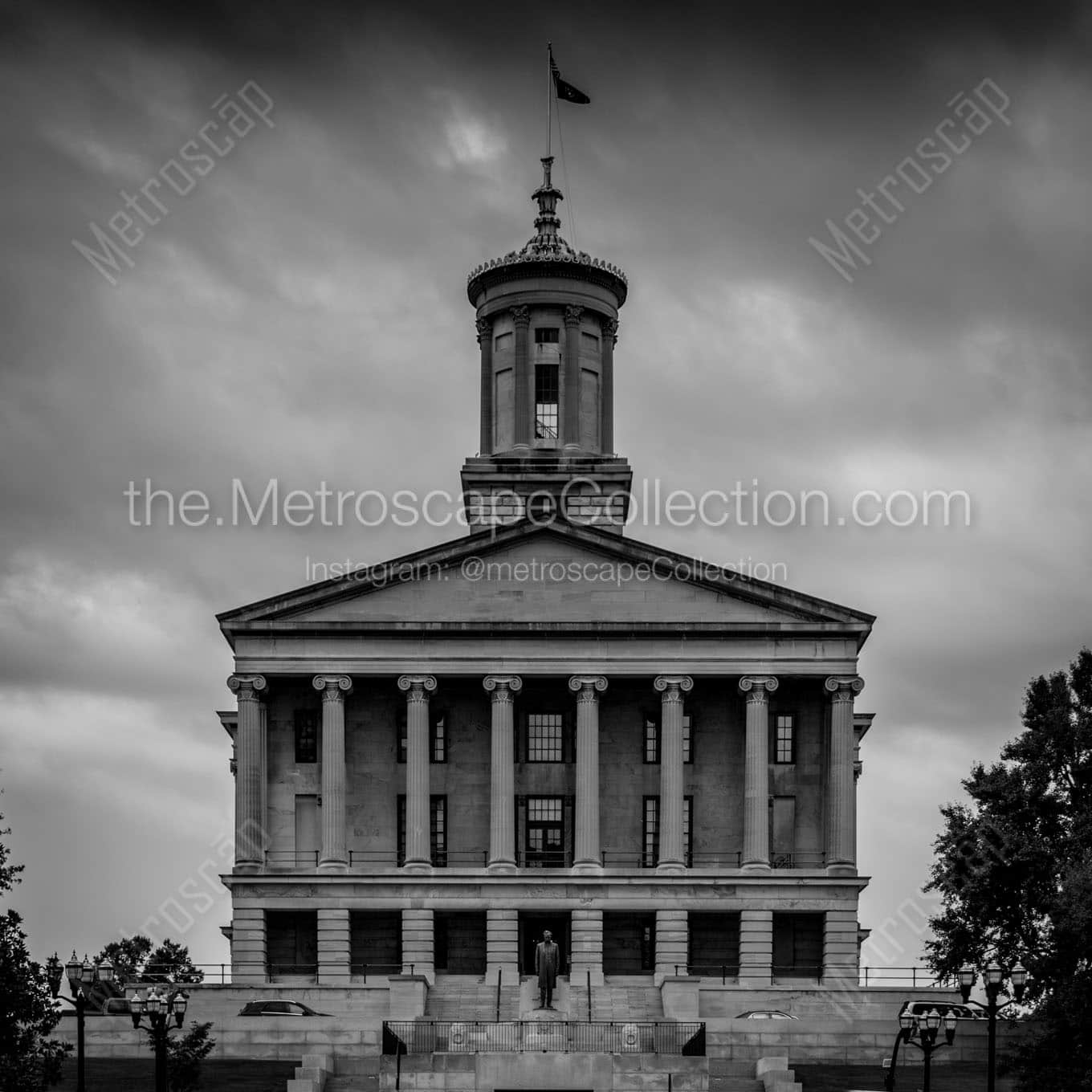 tennessee state capitol building Black & White Wall Art