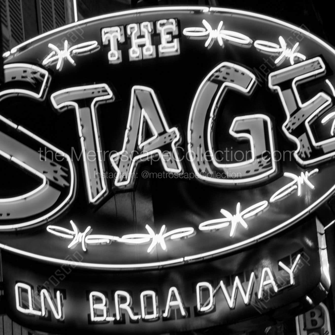 the stage on broadway Black & White Wall Art