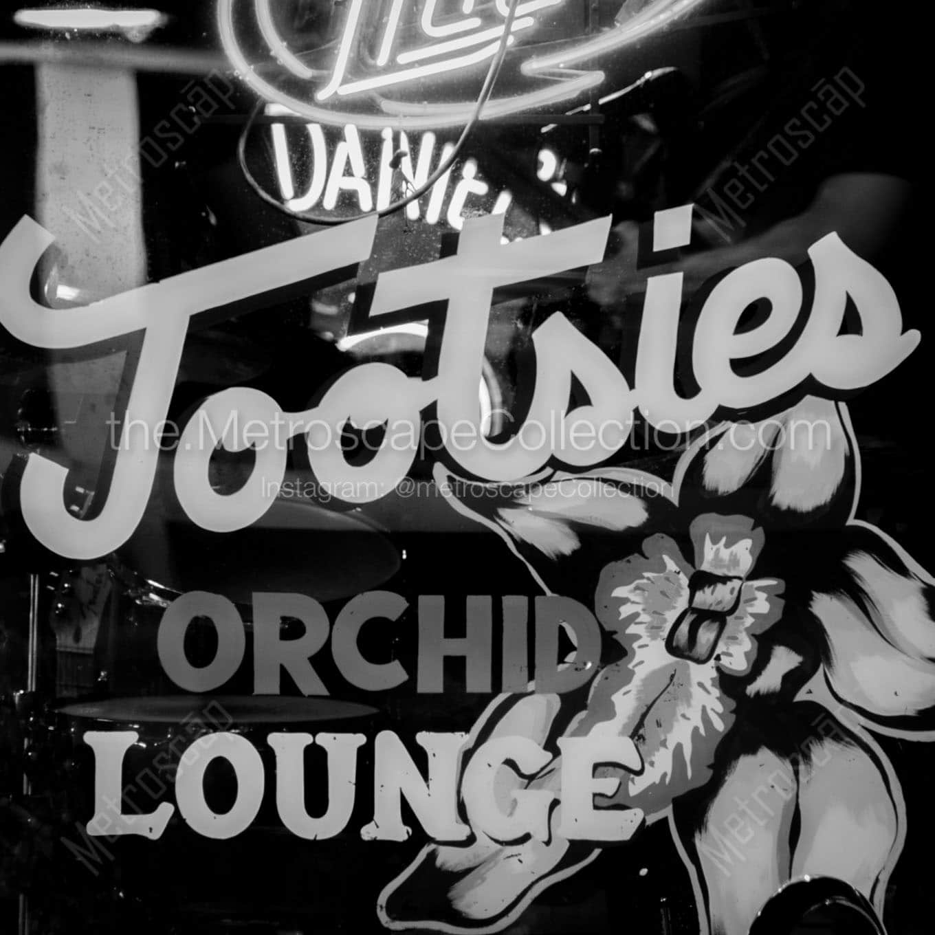 tootsies orchid lounge at night Black & White Wall Art
