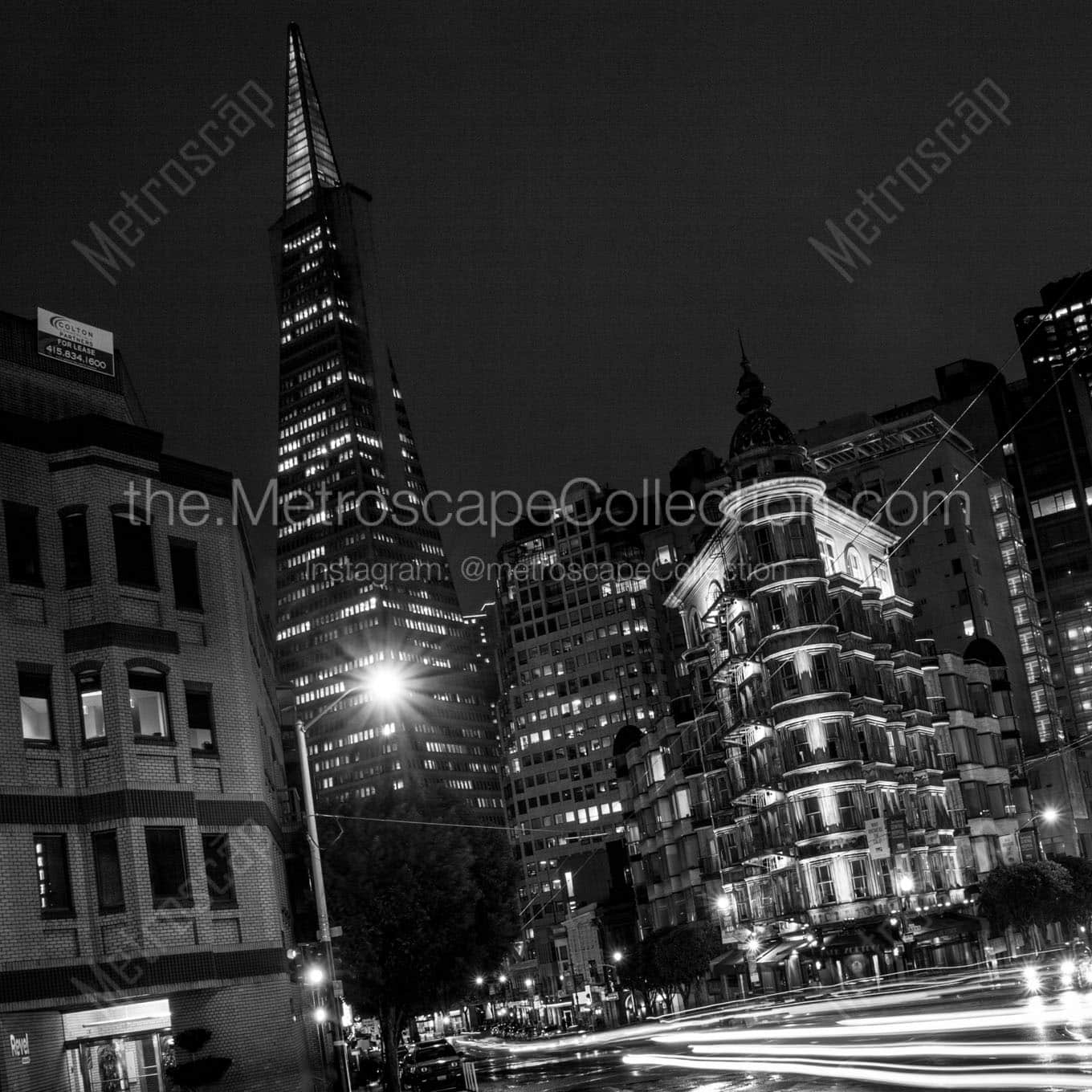 transamerica pyramid cafe zoetrope columbus ave Black & White Wall Art