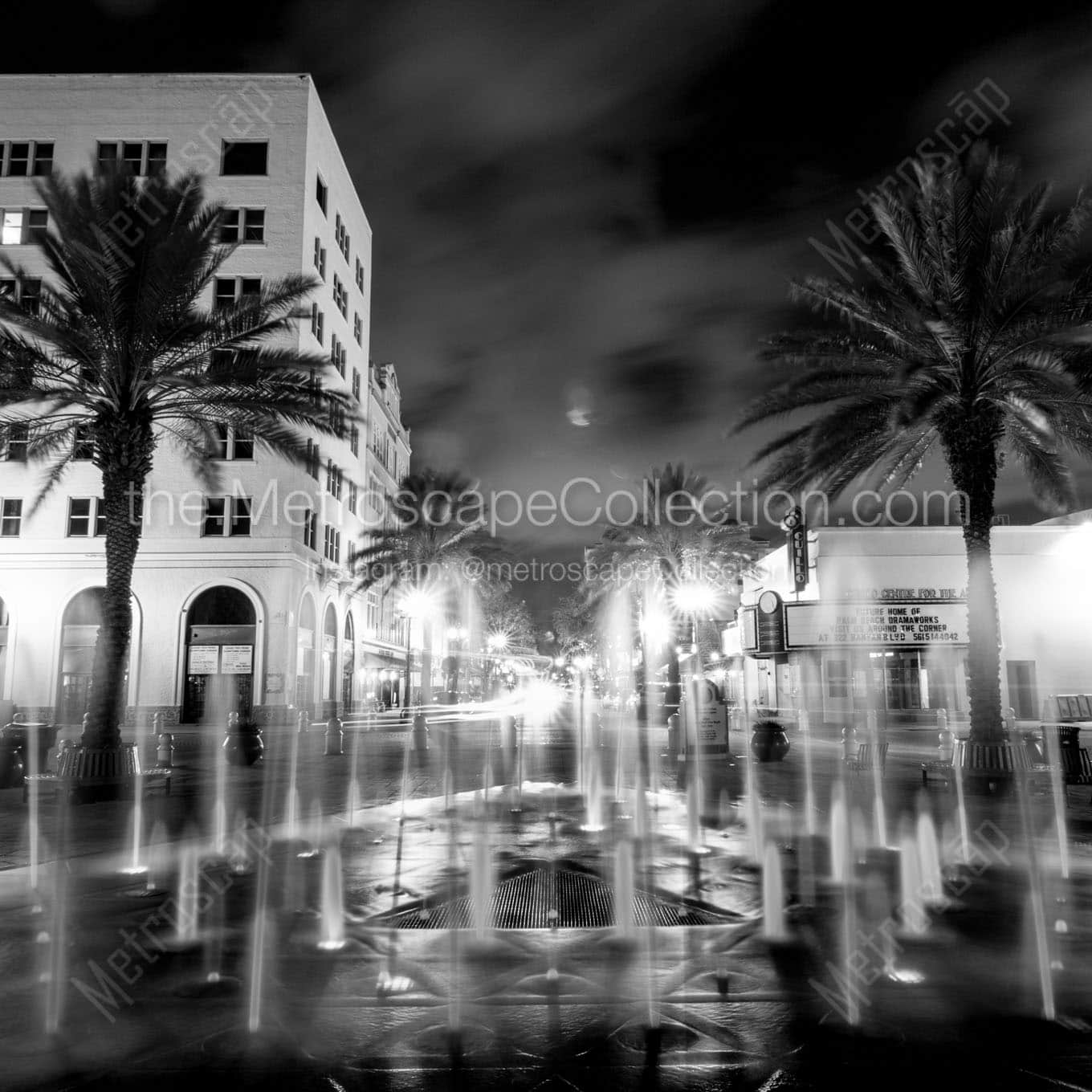 triangle fountain clematis street west palm beach Black & White Wall Art