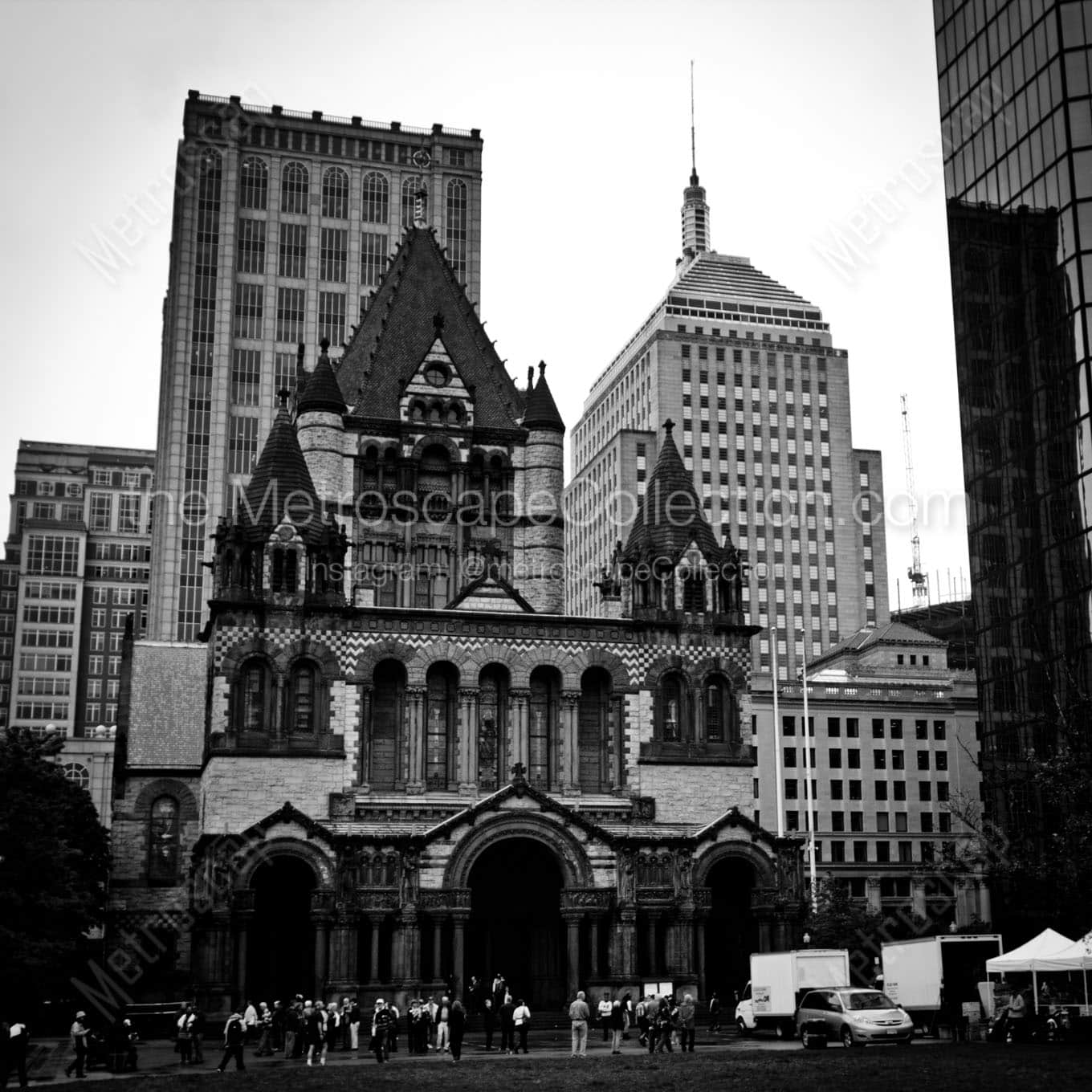 trinity church copley square Black & White Wall Art