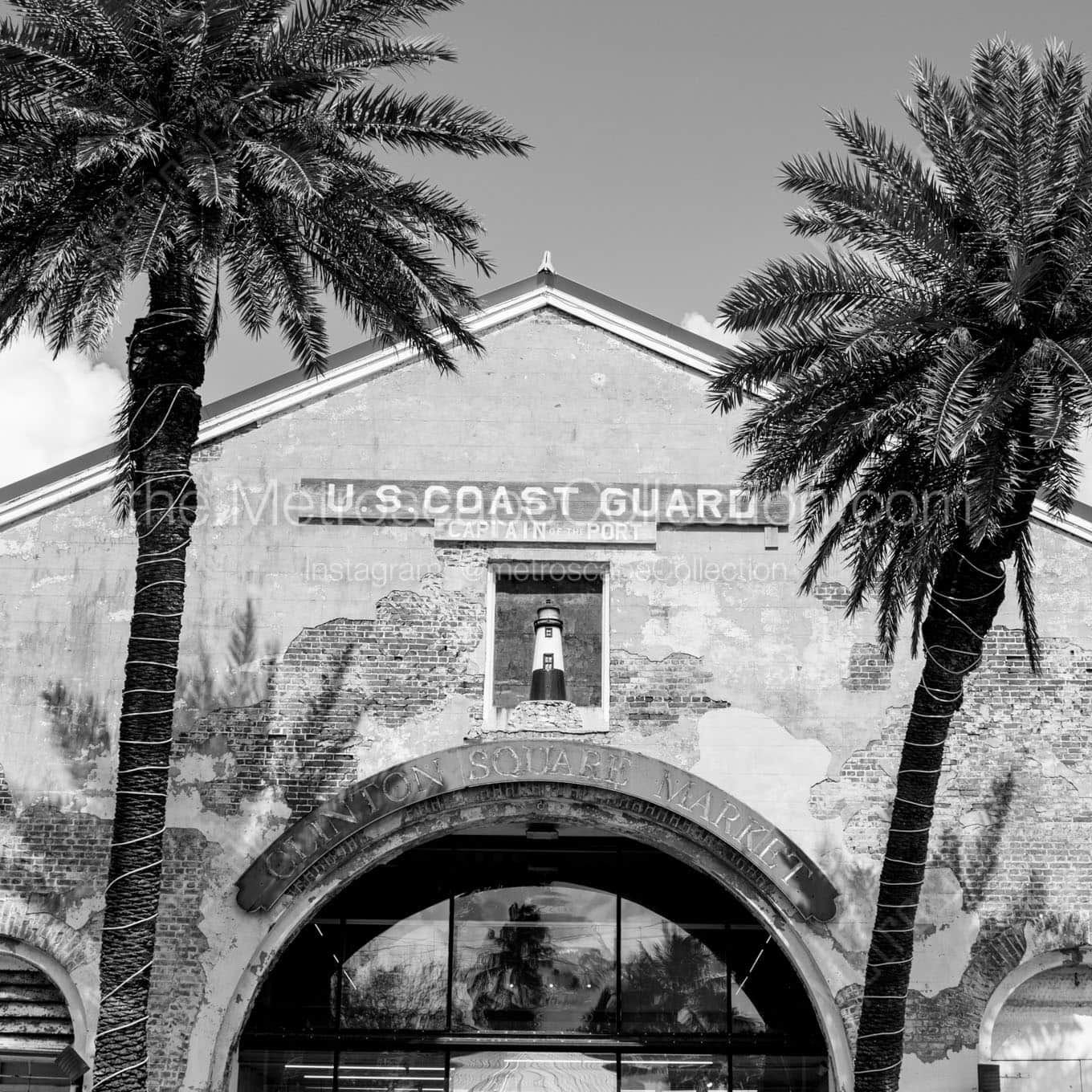 us coast guard clinton square Black & White Wall Art