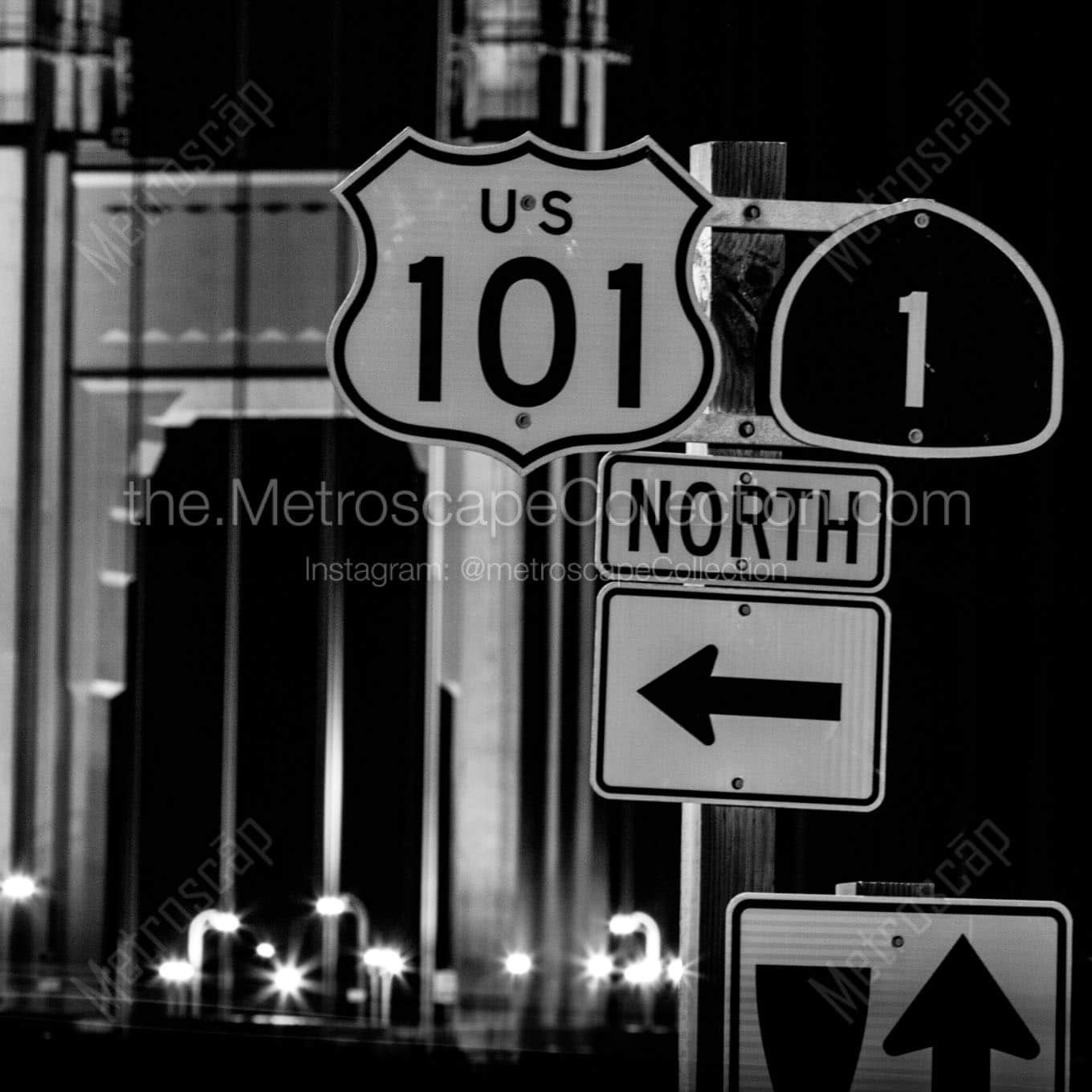 us101 california 1 north gg bridge Black & White Wall Art