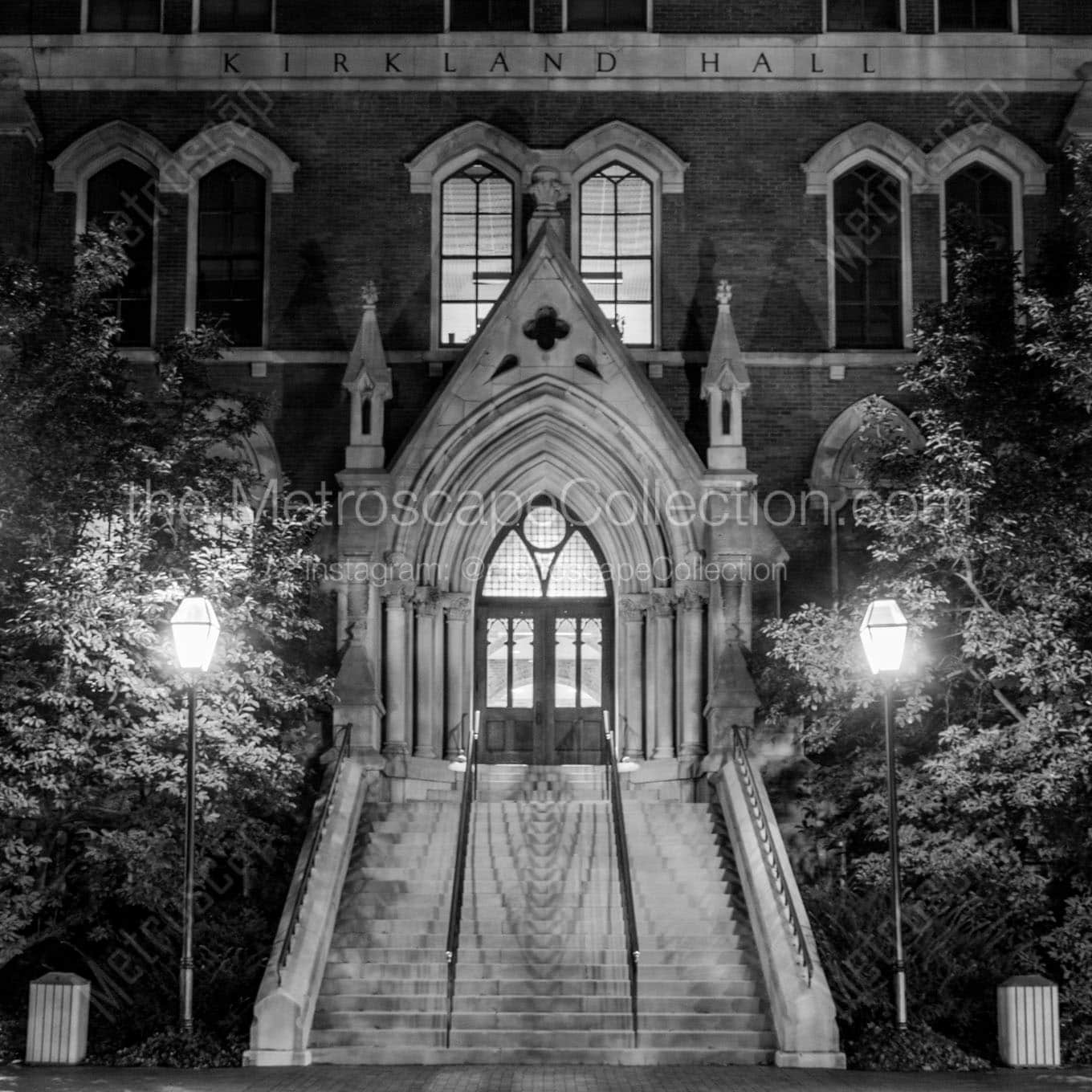 vanderbilt campus at night Black & White Wall Art