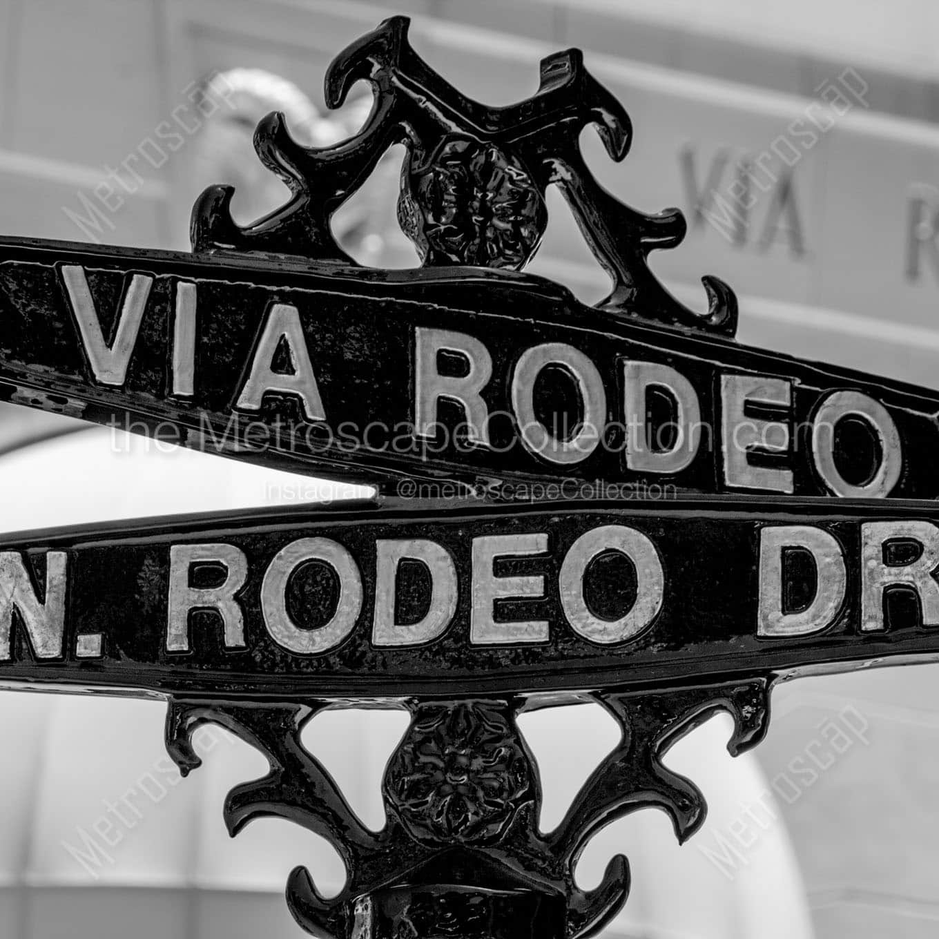 via rodeo and rodeo drive Black & White Wall Art