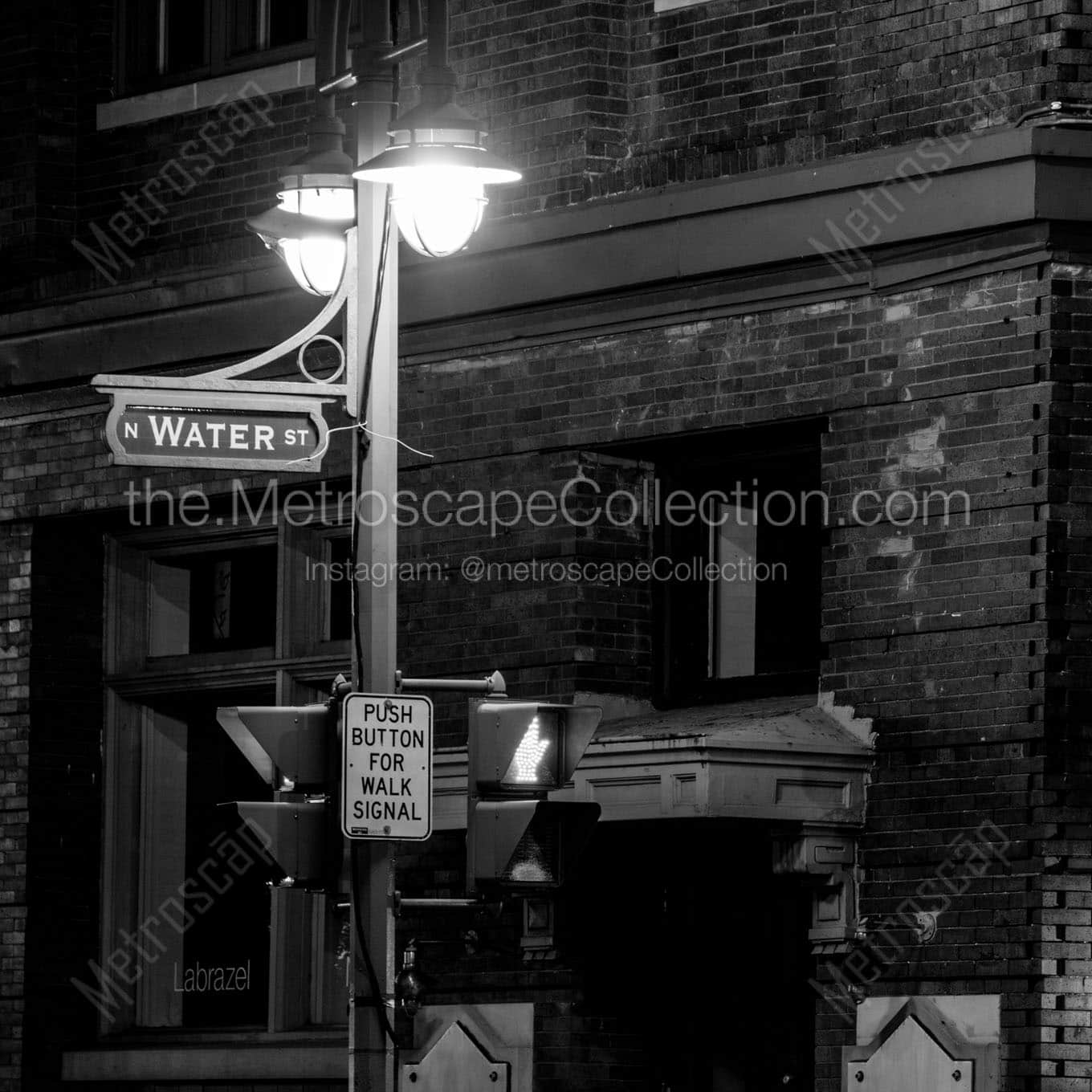 water street at night Black & White Wall Art